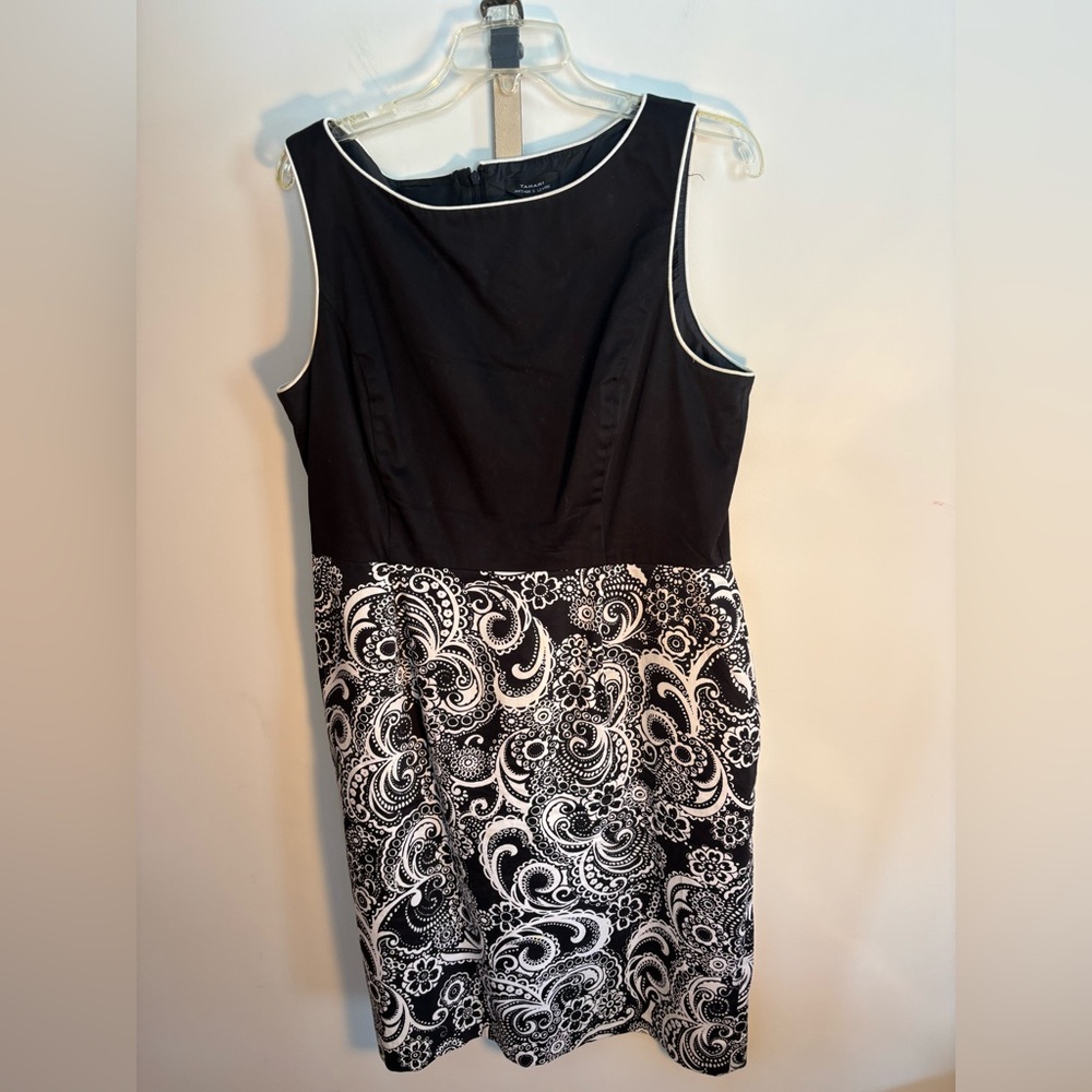 Tahari Black and White Paisley Dress
